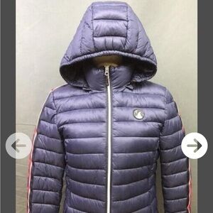 Women's Quilted Puffer Jacket with Hood - Blue